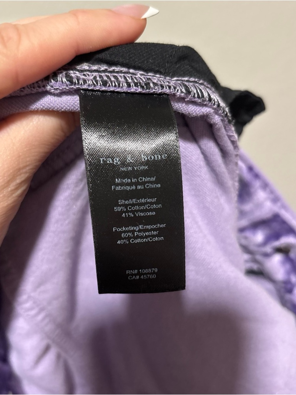 Rag & Bone Jacey Purple Velvet Straight Leg Pants Size 8 - Picture 8 of 8